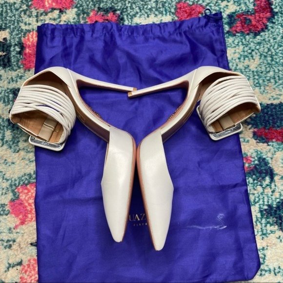 Aquazzura Casablanca 105 White Leather Pointed Toe Pumps - Picture 6 of 15